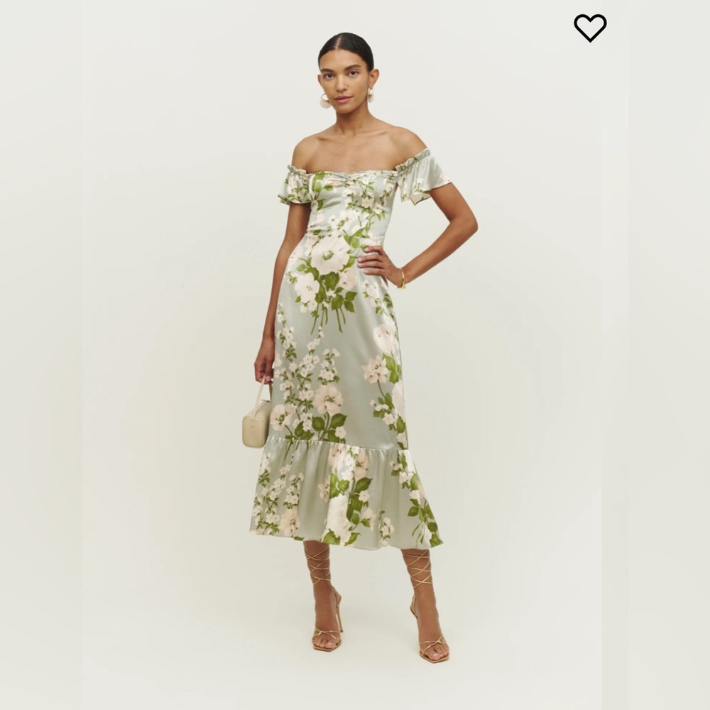 Reformation Sianna Silk Dress in Tarragon